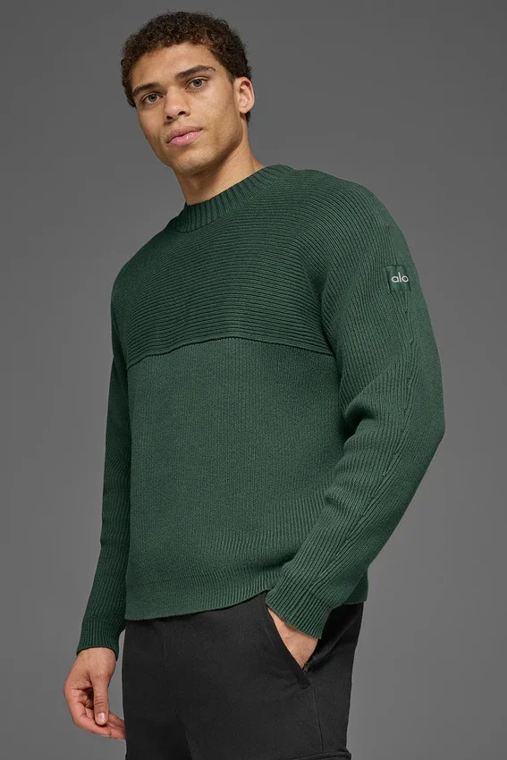 Domain Shift Rib Knit Strikkegenser – kløvergrønn