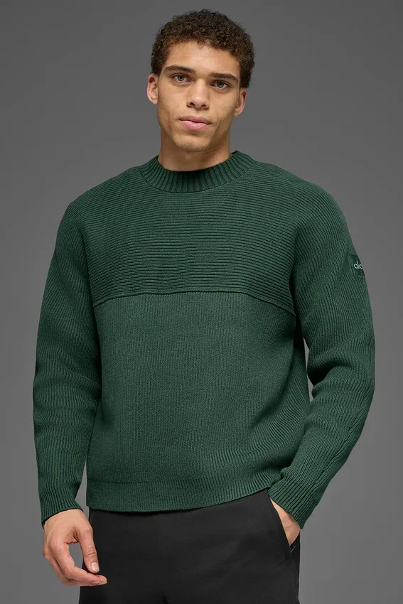 Domain Shift Rib Knit Strikkegenser – kløvergrønn