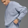 Domain Shift ribbestrikket strikkegenser med rund hals – Winter Frost