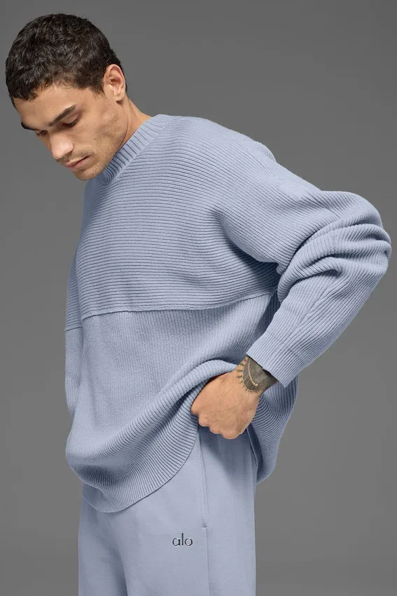 Domain Shift ribbestrikket strikkegenser med rund hals – Winter Frost