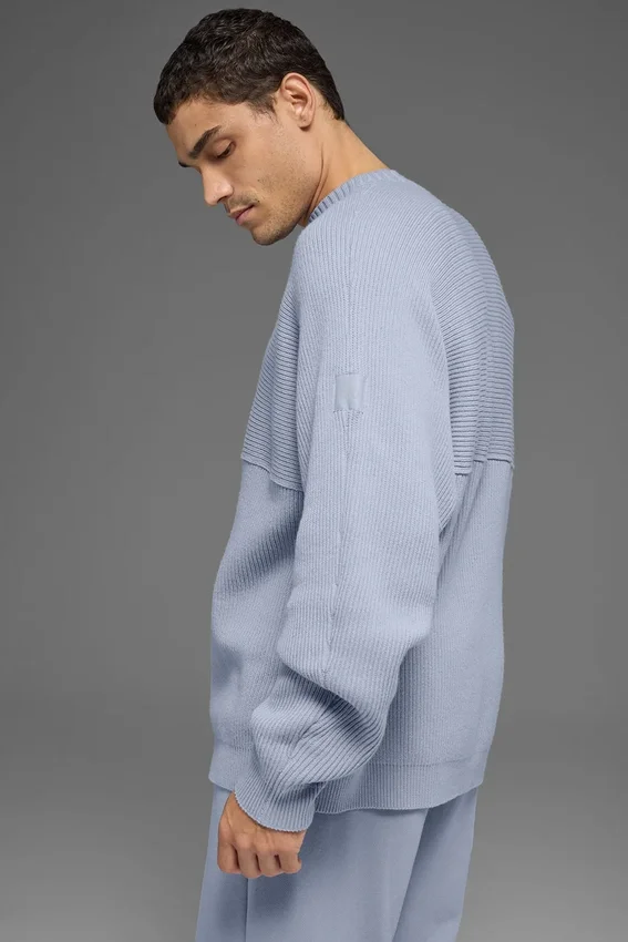 Domain Shift ribbestrikket strikkegenser med rund hals – Winter Frost
