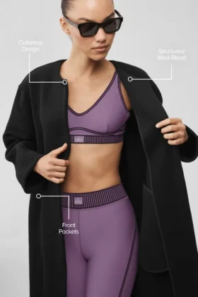 Double Face Wool City Girl lang frakk – svart