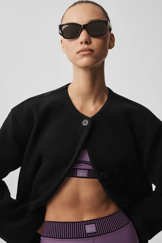 Double Face Wool City Girl lang frakk – svart
