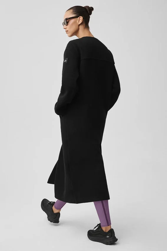 Double Face Wool City Girl lang frakk – svart
