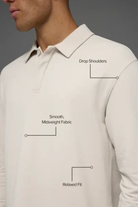 Double Take langermet polo – benhvit