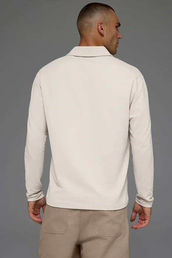 Double Take langermet polo – benhvit