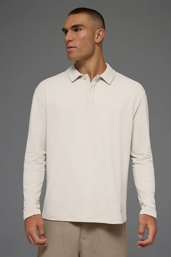 Double Take langermet polo – benhvit