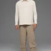 Double Take langermet polo – benhvit