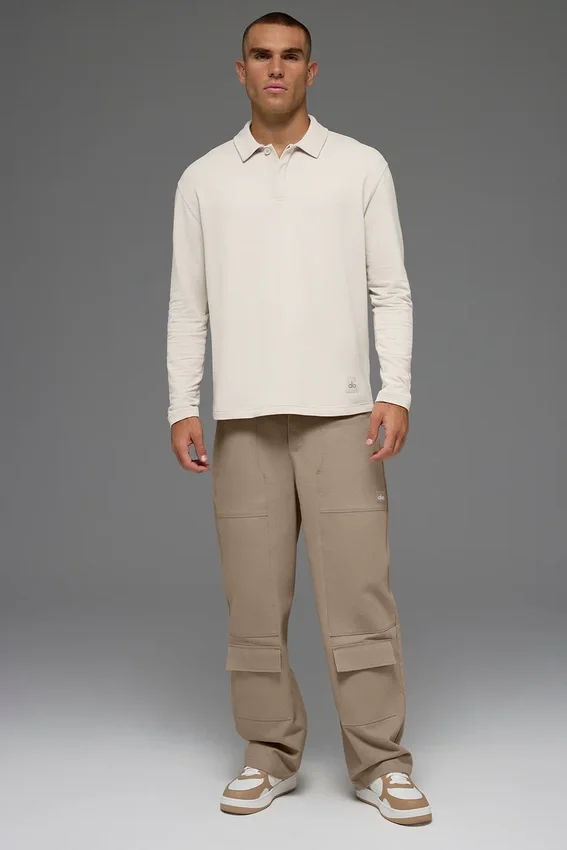Double Take langermet polo – benhvit