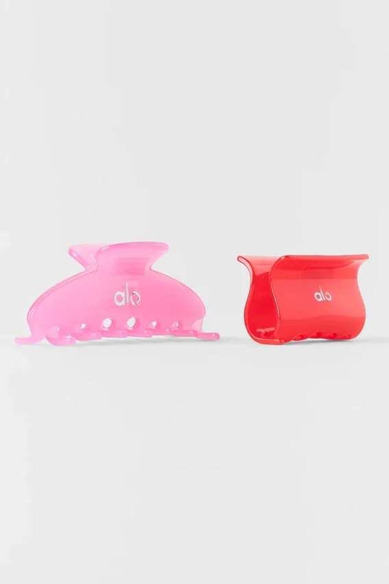 Effortless Claw Clip (2-pakning) – Candy Heart Pink/Knallrød