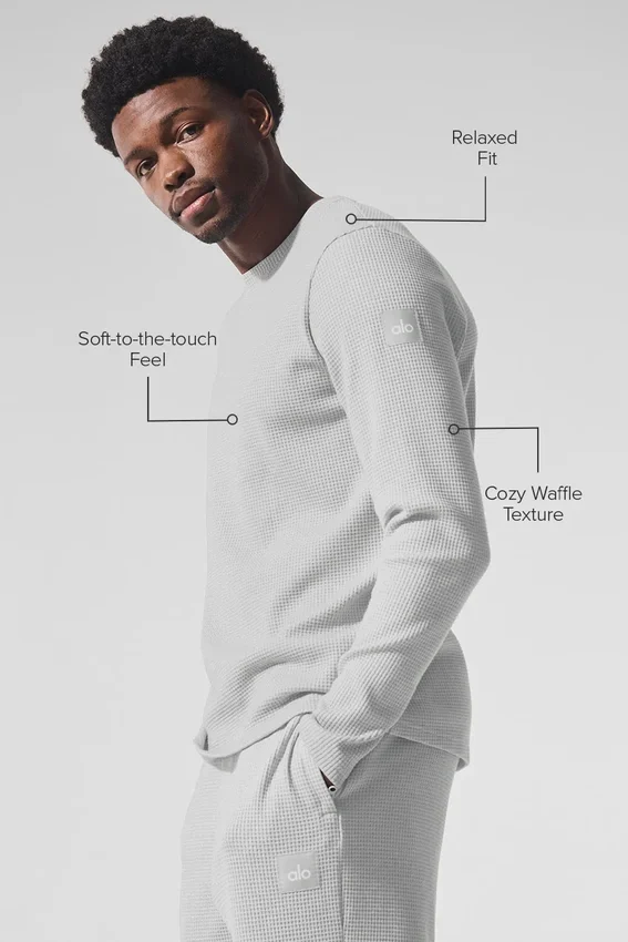 Elevate Waffle langermet T-skjorte – Athletic Heather Grey