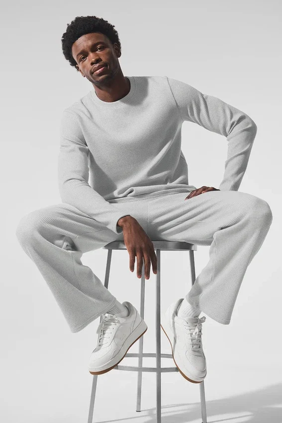 Elevate Waffle langermet T-skjorte – Athletic Heather Grey