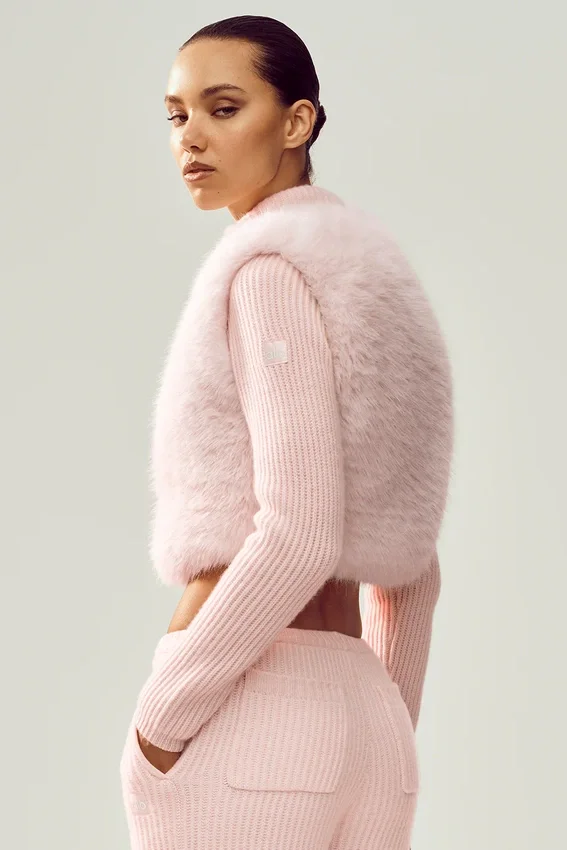 Faux Fur Cashmere Northstar Full Zip – Frosted Pink