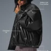 Faux Leather Premier Bomber – svart