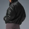 Faux Leather Premier Bomber – svart