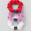 Fresh Mini-hårstrikk 3-pakning – Lys rød/Sukkertøyrosa/Hvit