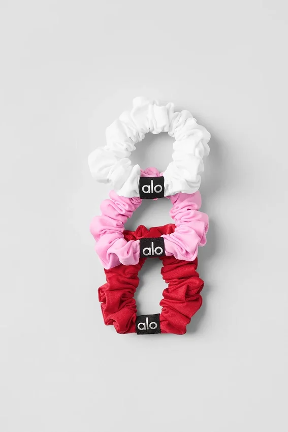 Fresh Mini-scrunchie 3-pakning – Dristig rød/Søt rosa/Hvit