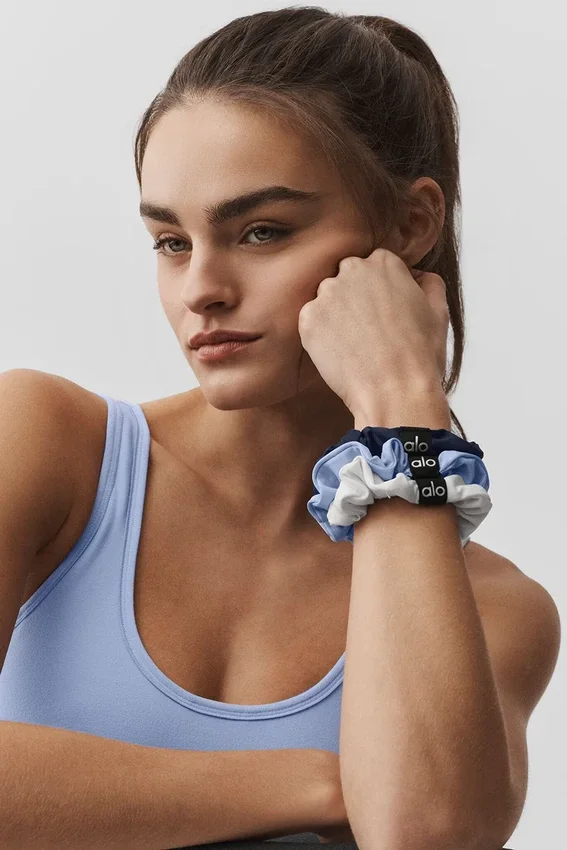 Fresh Mini Scrunchie 3-pakning – Lys Provence-blå/Marineblå/Hvit