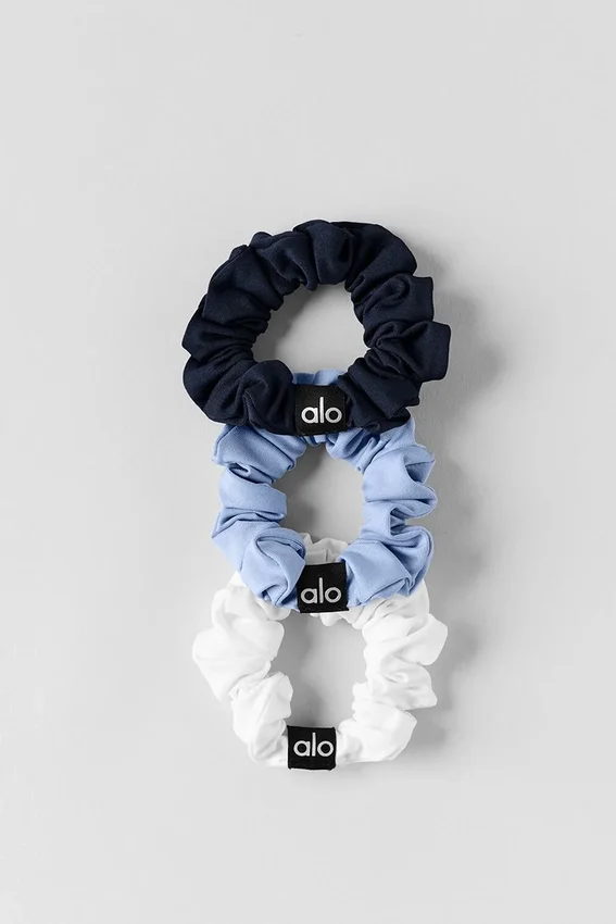 Fresh Mini Scrunchie 3-pakning – Lys Provence-blå/Marineblå/Hvit