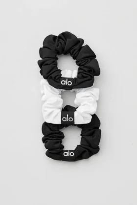 Fresh Mini-scrunchie (3-pakning) – svart/hvit