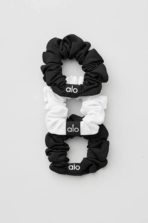 Fresh Mini-scrunchie (3-pakning) – svart/hvit