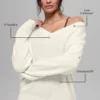 Genser i ull og kashmir fra New Class med V-hals og oversized passform – Ivory