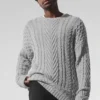 Gensere med rund hals og kabelstrikk – Athletic Heather Grey