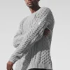 Gensere med rund hals og kabelstrikk – Athletic Heather Grey
