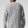 Gensere med rund hals og kabelstrikk – Athletic Heather Grey