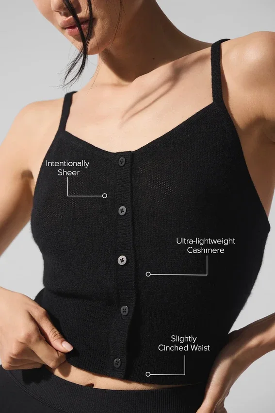Gjennomsiktig kashmir-tanktop – svart