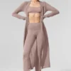 Gjennomsiktig lang kashmir-cardigan – taupe