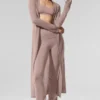 Gjennomsiktig lang kashmir-cardigan – taupe
