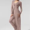 Gjennomsiktig lang kashmir-cardigan – taupe