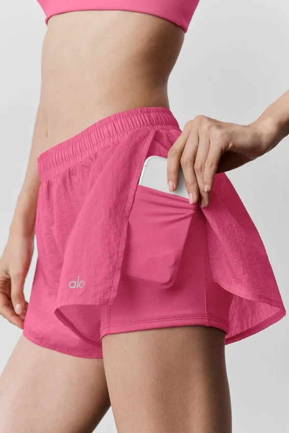 Go Time-shorts med middels høy midje – Paradise Pink