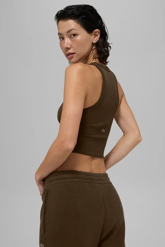 Goddess Ribbed Go-To Singleter – Espresso
