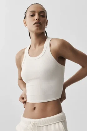Goddess Ribbed Go-To Tank – Ivory