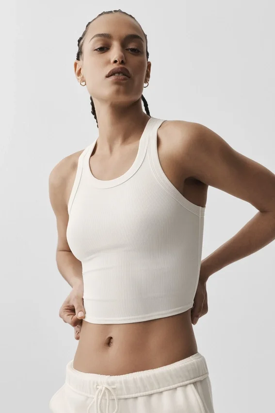 Goddess Ribbed Go-To Tank – Ivory