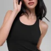 Goddess Ribbed Go-To Tank – Svart