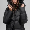 Gold Rush Puffer Trench – svart