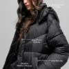 Gold Rush Puffer Trench – svart