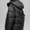 Gold Rush Puffer Trench – svart