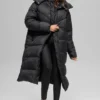 Gold Rush Puffer Trench – svart