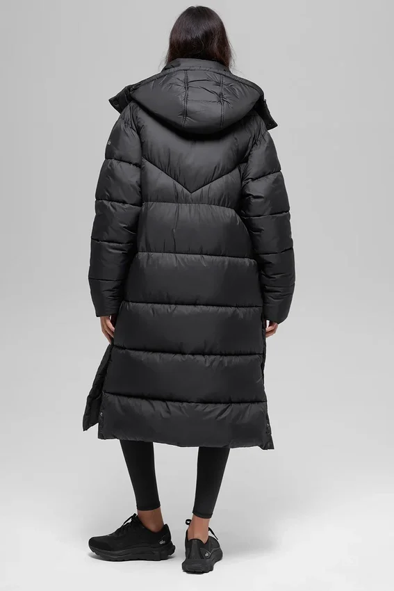 Gold Rush Puffer Trench – svart