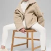 Grand-jakke i imitert saueskinn – Woodland Tan