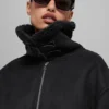 Grand-jakke i imitert shearling – svart