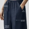 Halvgjennomsiktig Golden Hour-buks med High-Waist og rette ben – Navy