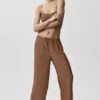 Halvgjennomsiktig Golden Hour-buks med High-Waist og rette ben – solkysset brun