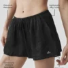 Halvgjennomsiktig Golden Hour-shorts med middels høy midje – svart