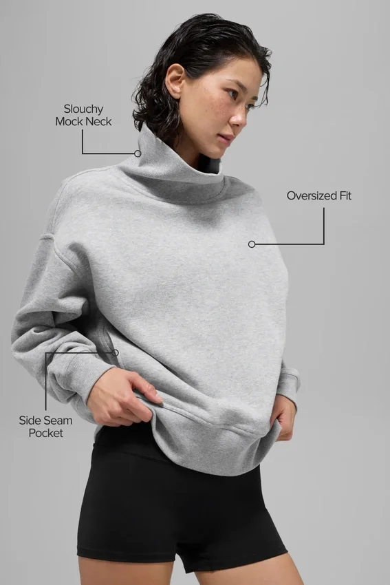 Hazy genser med høyhals – Athletic Heather Grey