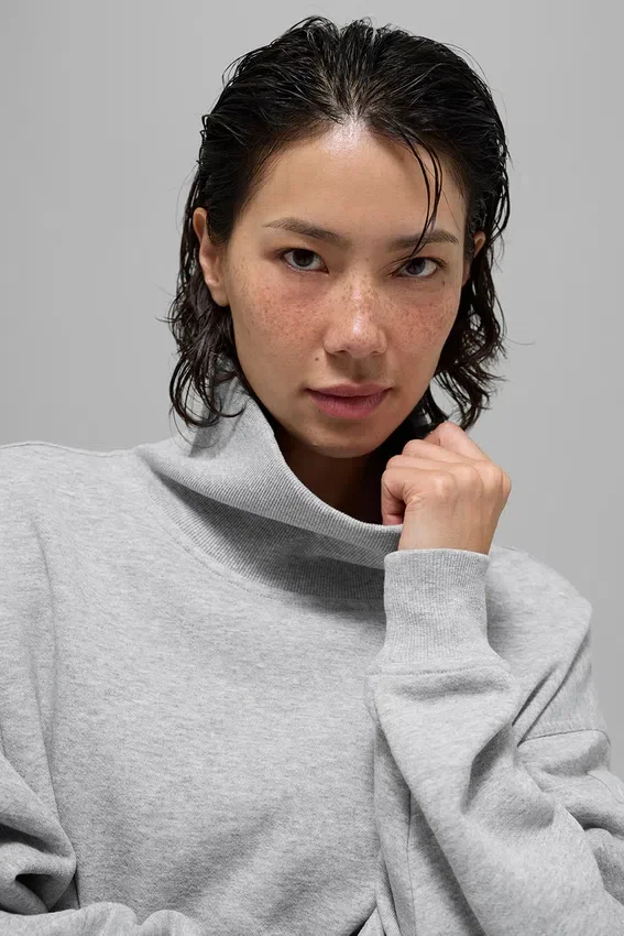 Hazy genser med høyhals – Athletic Heather Grey